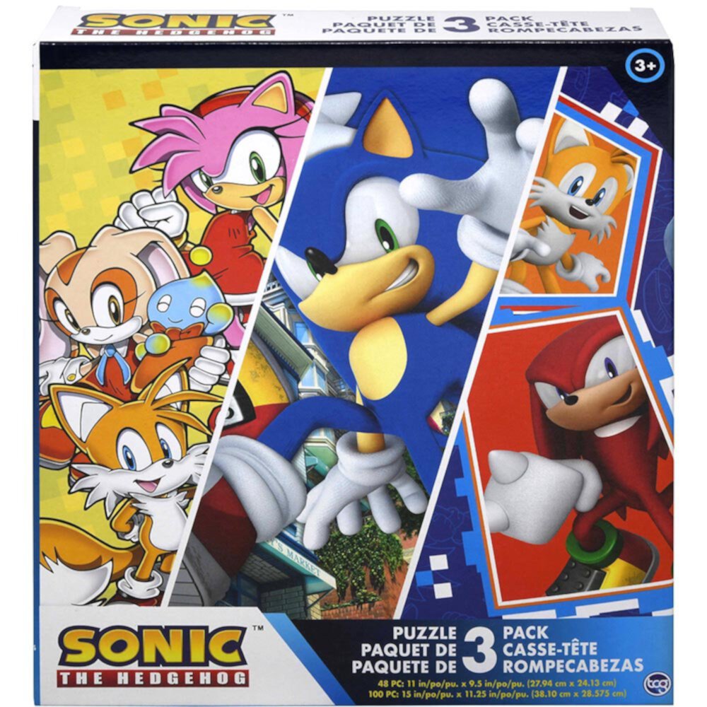 Sonic The Hedgehod Kids 3pk Puzzles Sonic The Hedgehog