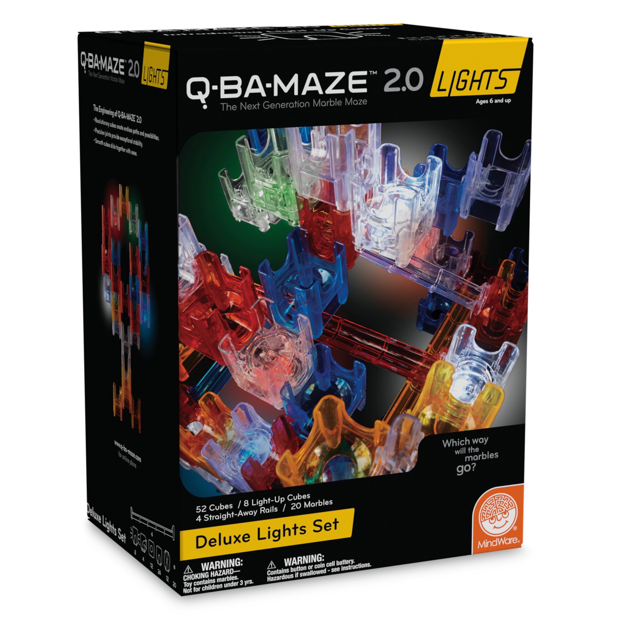 MindWare Q-BA-MAZE 2.0: Deluxe Lights Set, Games for Kids Ages 6 up MindWare