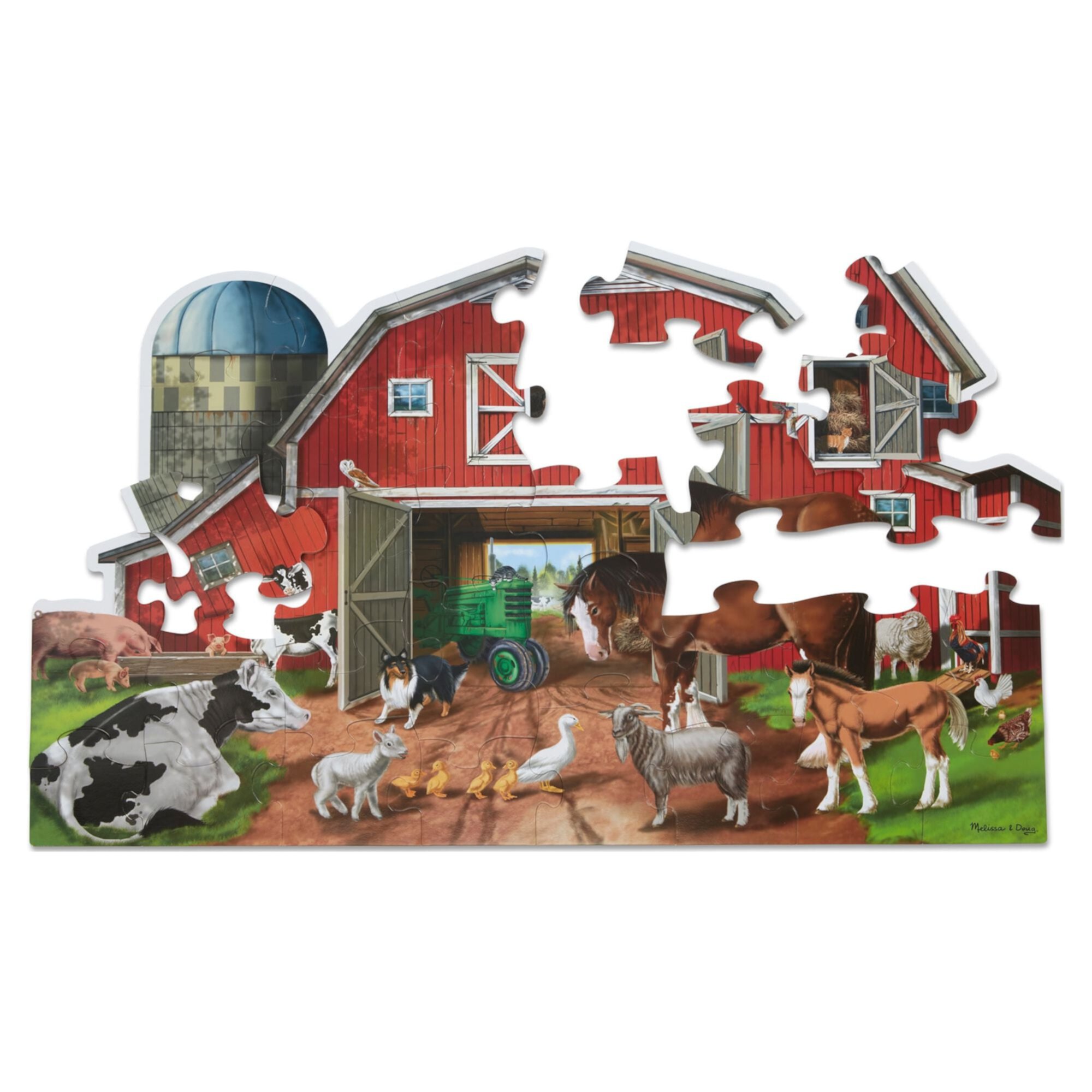 Melissa & Doug Busy Barn Shaped Jumbo Jigsaw Floor Puzzle (32 pcs, 2 x 3 feet) - FSC Certified Melissa & Doug