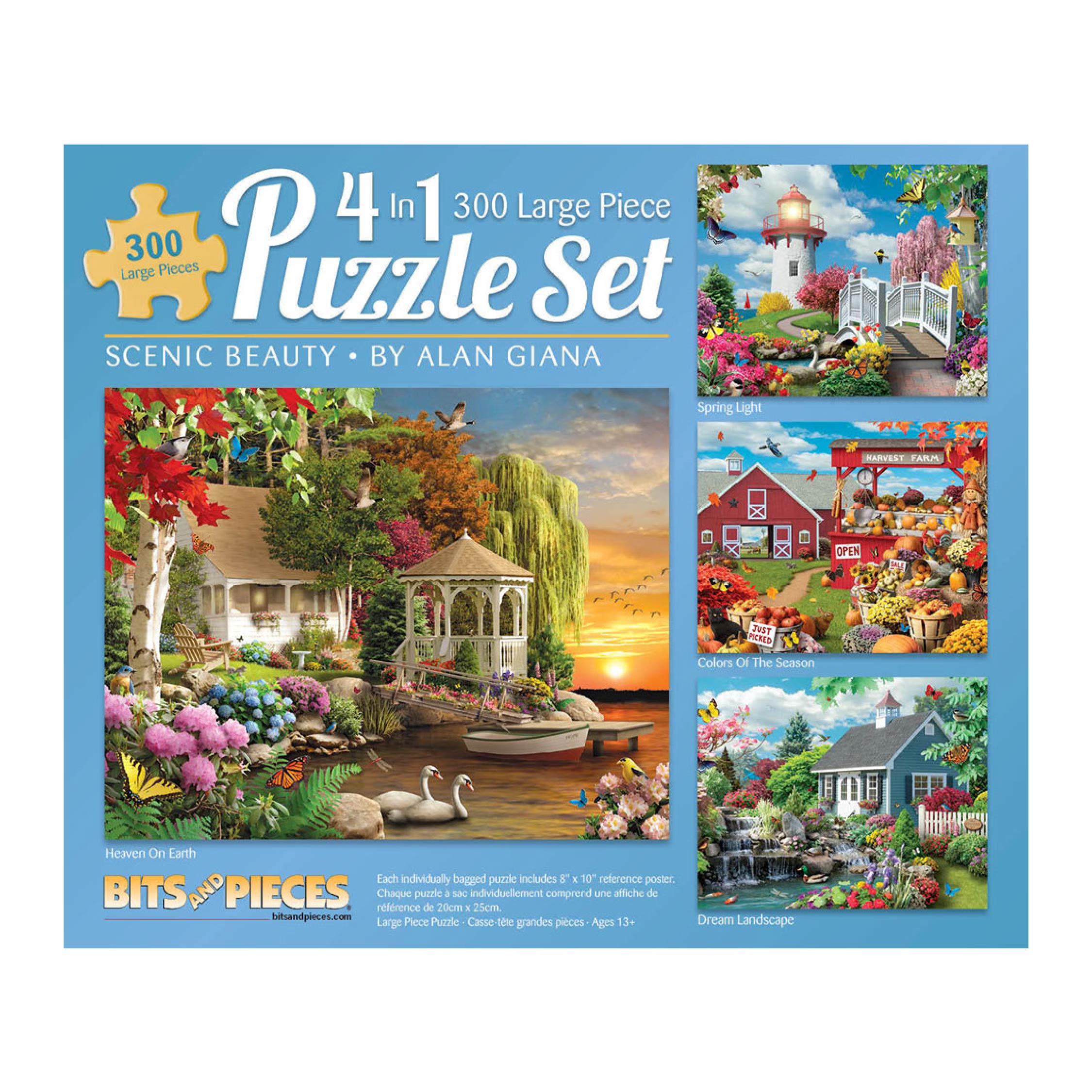 Bits and Pieces 4-In-1 Multi-Pack Scenic Beauty 300 Piece Jigsaw Puzzles by Alan Giana 16 "x 20 " Bits and Pieces