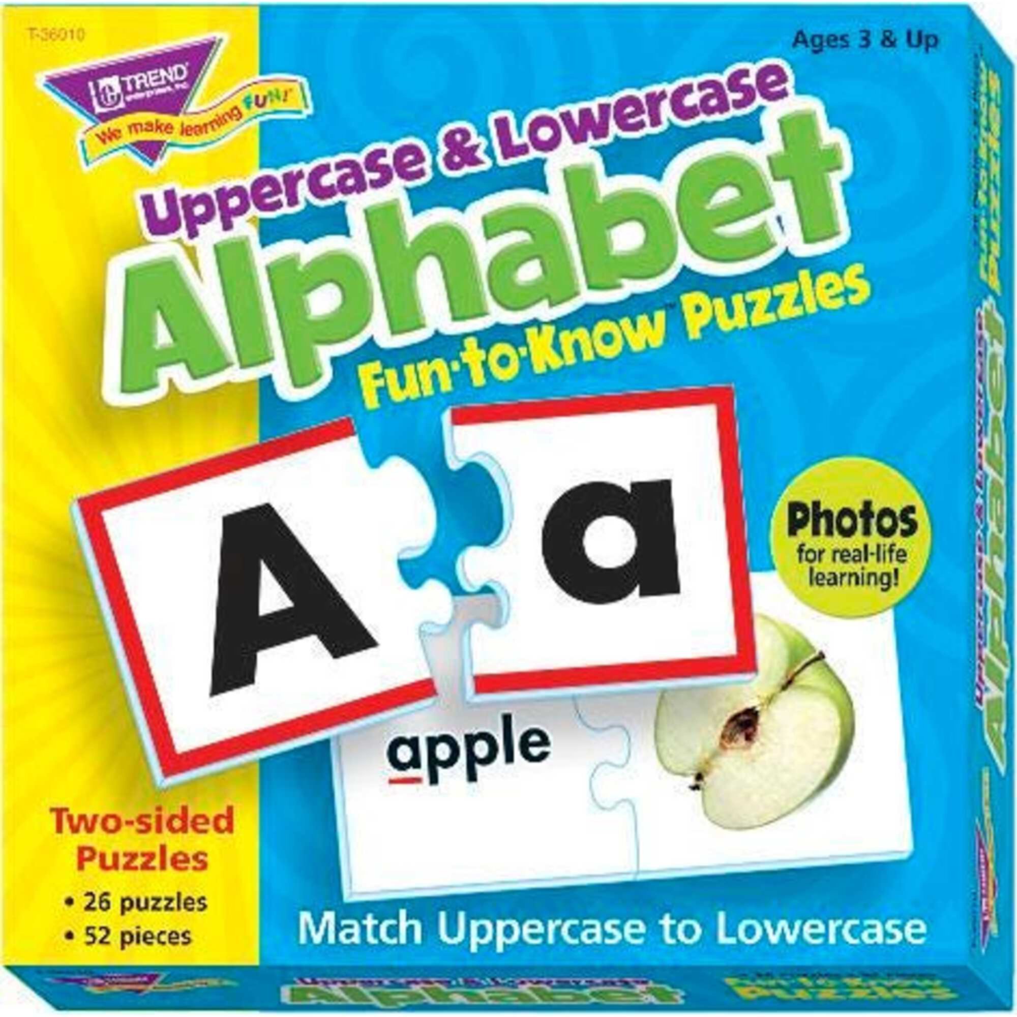 Trend Enterprises Uppercase and Lowercase 2-Piece Alphabet Puzzles, Set of 24 TREND