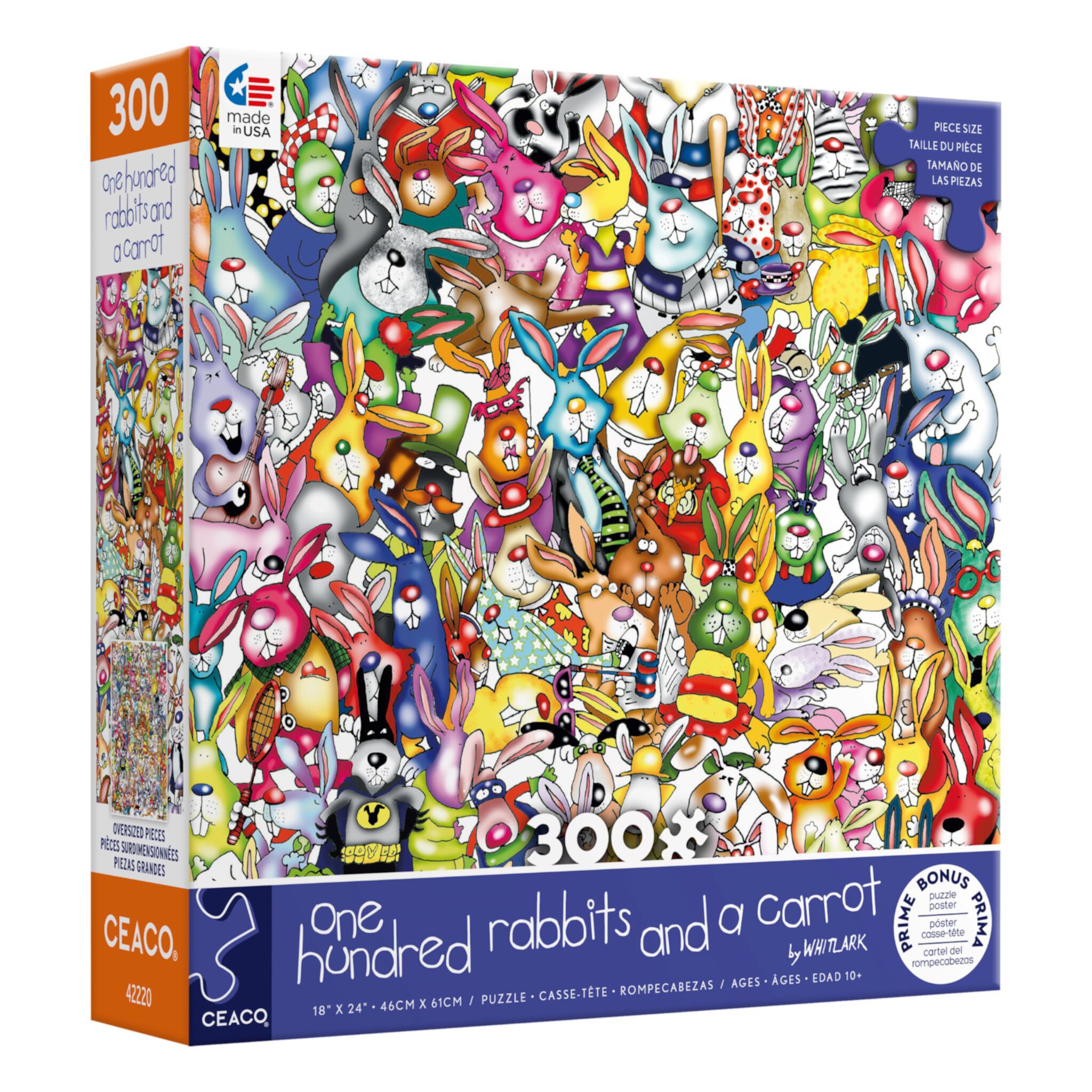 Ceaco - One Hundred And One - One Hundred Rabbits And A Carrot - 300 Piece Oversized Interlocking Jigsaw Puzzle Ceaco