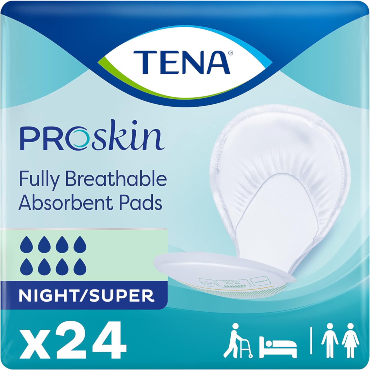 TENA Super Night Pad Maximum Absorbency, 24 Ct, 4 Pack Tena