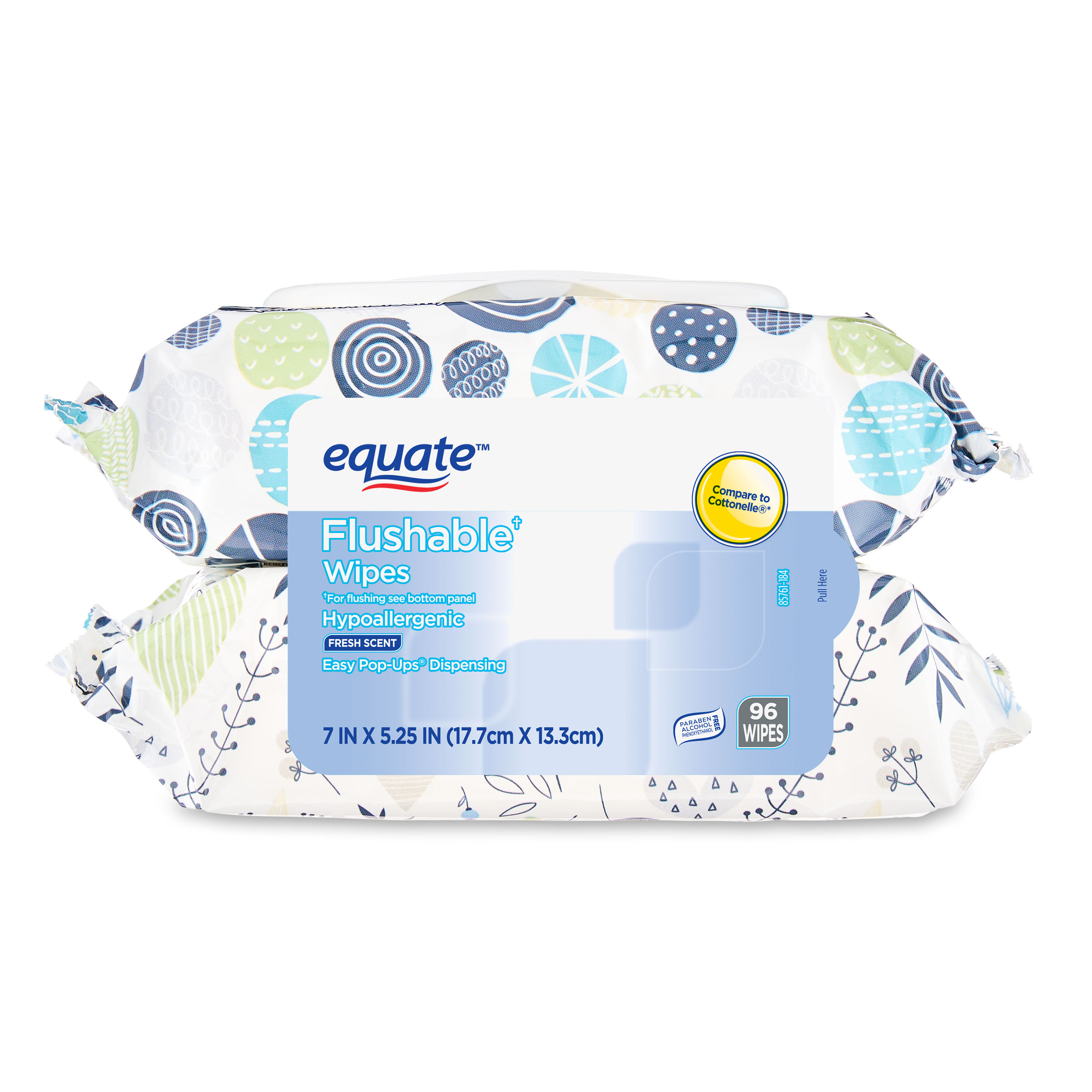 Equate Fresh Scent Flushable Wipes, 2 Flip-Top Packs (96 Total Wipes) Equate