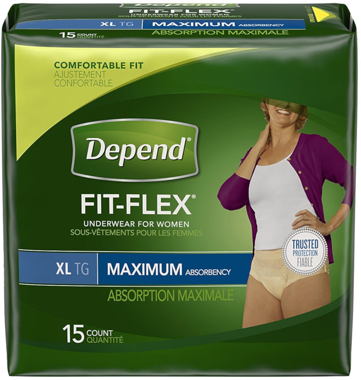 6 Pack - Depend Fit-Flex Underwear for Women, Maximum, X-Large 15 ea Depend