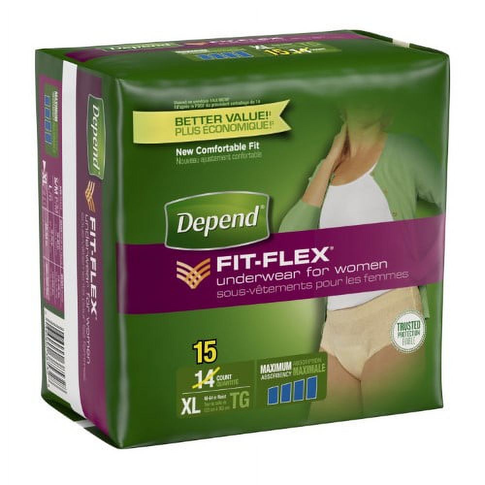 Depend Fit-Flex Maximum Absorbency Underwear XL 15 ct (Pack of 12) Depend