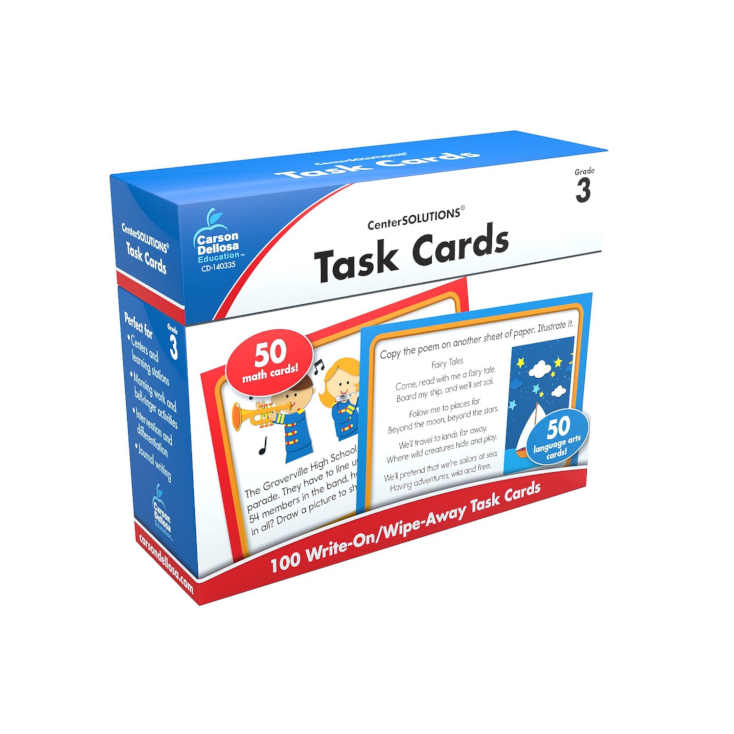 Carson-Dellosa CenterSOLUTIONS® Task Cards, Grade 3, Box Of 100 Cards CD CARSON-DELLOSA PUBLISHING GROUP