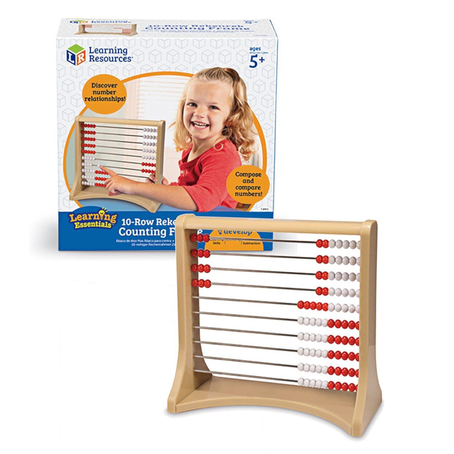 Learning Resources 10-Row Rekenrek Counting Frame, Math Manipulatives, Ages 5+ Learning Resources