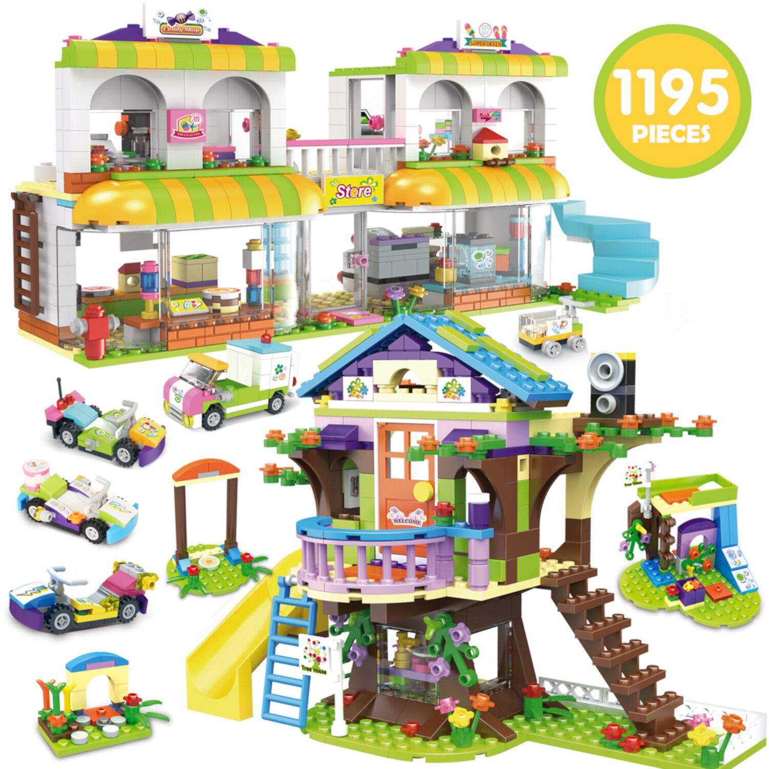 Friends Tree House & Shopping Supermarket Toy Creative Building Blocks Kit for Boys Girls 6-12 EXERCISE N PLAY