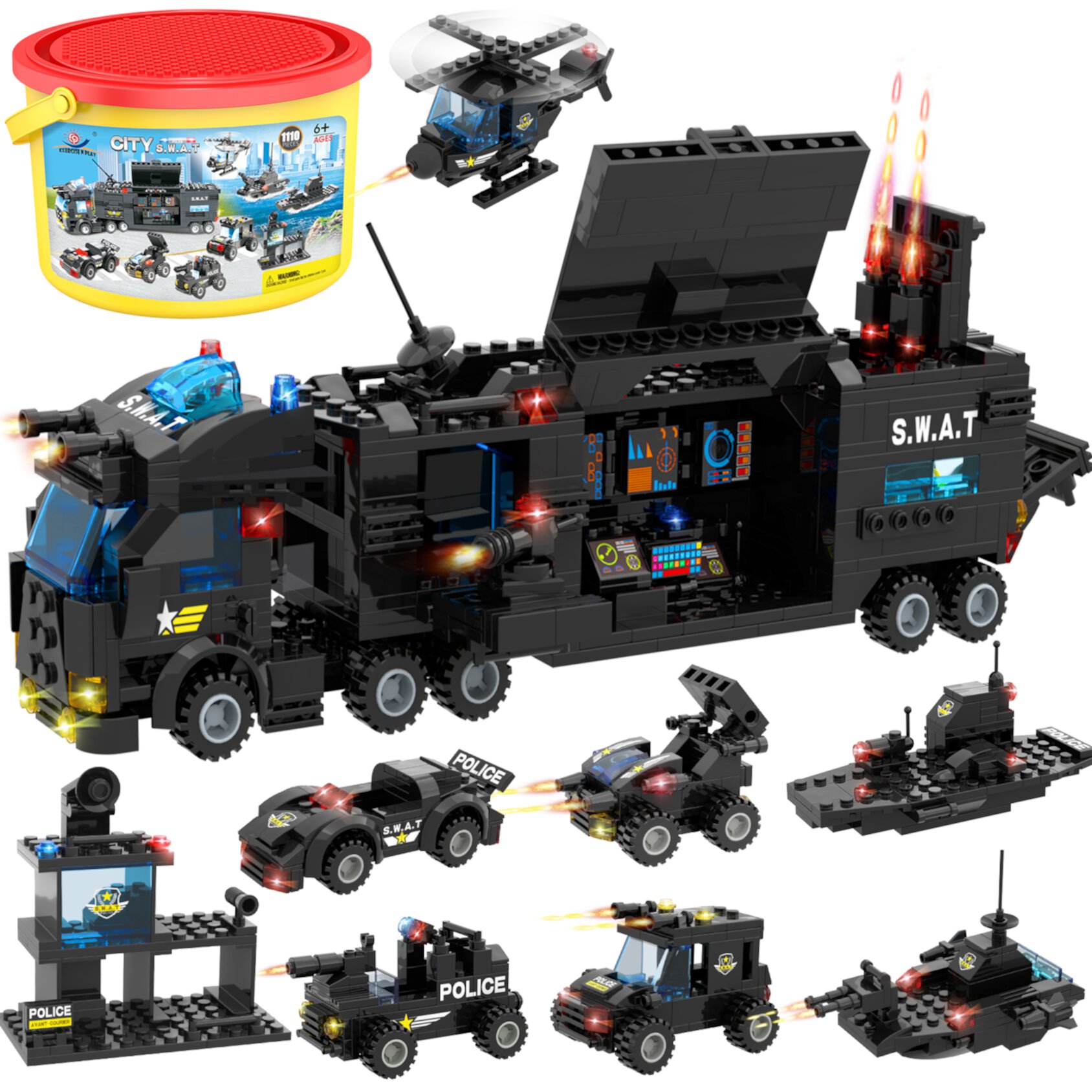 EXERCISE N PLAY SWAT City Police Station Mobile Command Center Building Blocks Set for Kids Aged 6-12 EXERCISE N PLAY