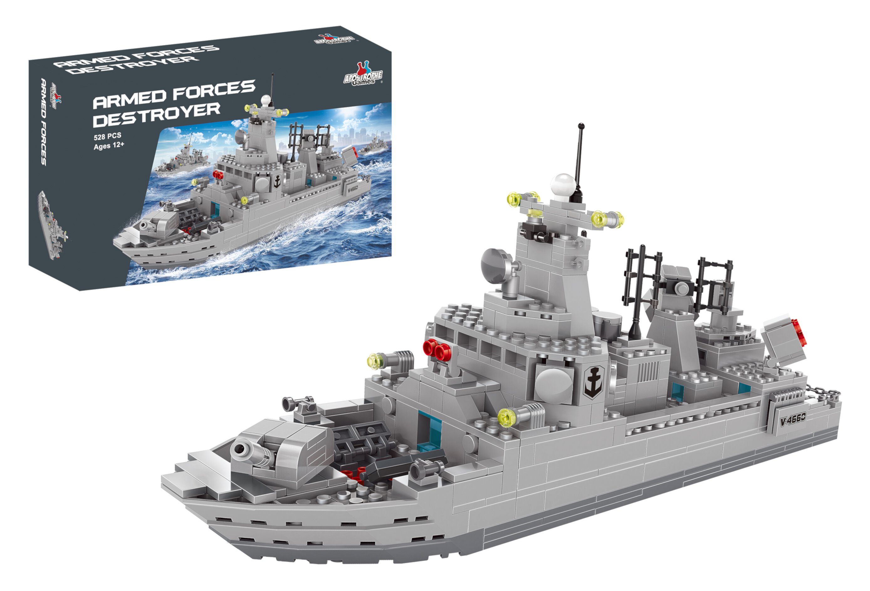 Navy Destroyer Building Block Set - 528 Pieces Apostrophe Games