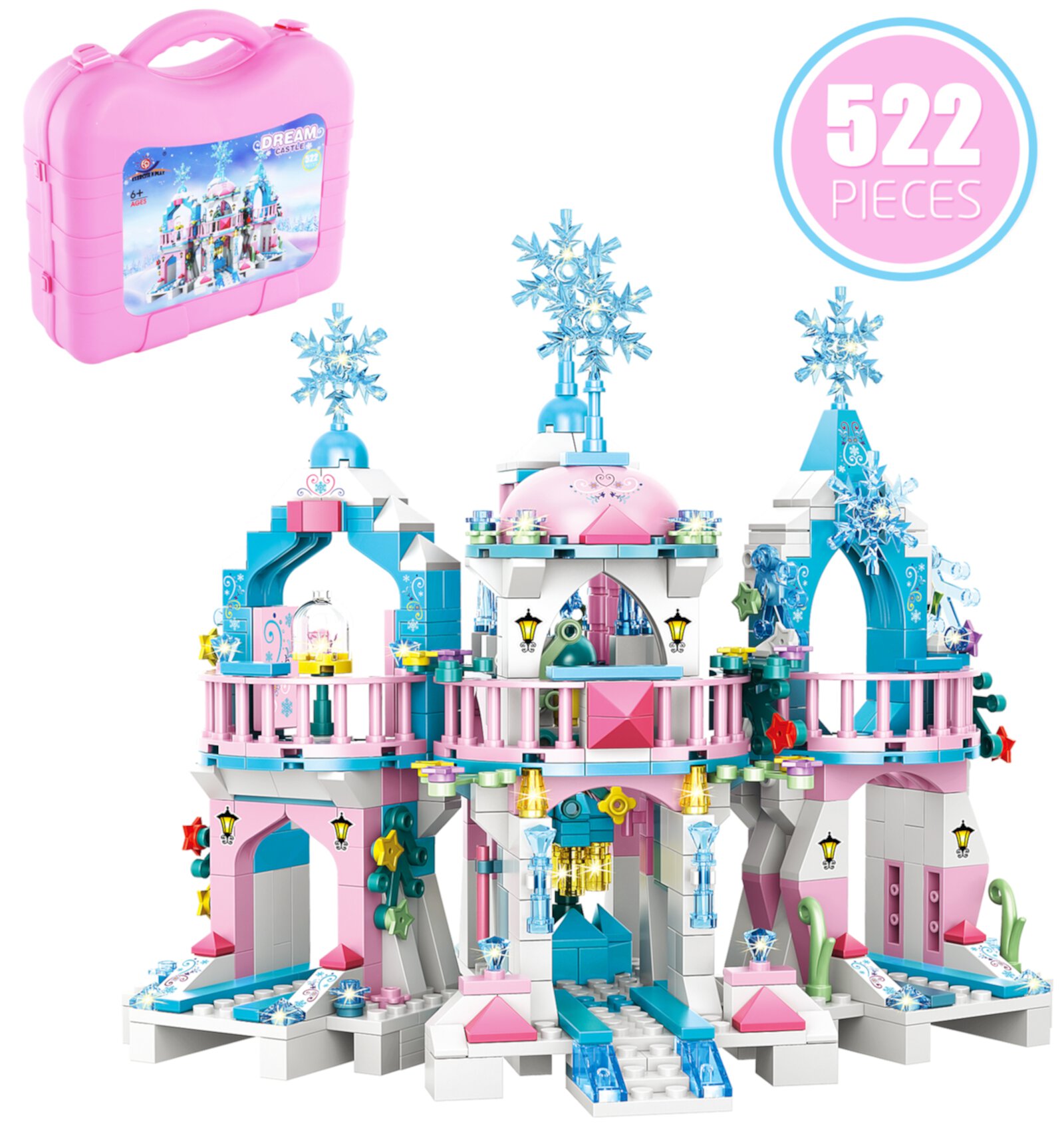 Friends Frozen Castle Building Kit Princess Magical Ice Palace, for Girls Ages 6-12 (552 Pieces) EXERCISE N PLAY