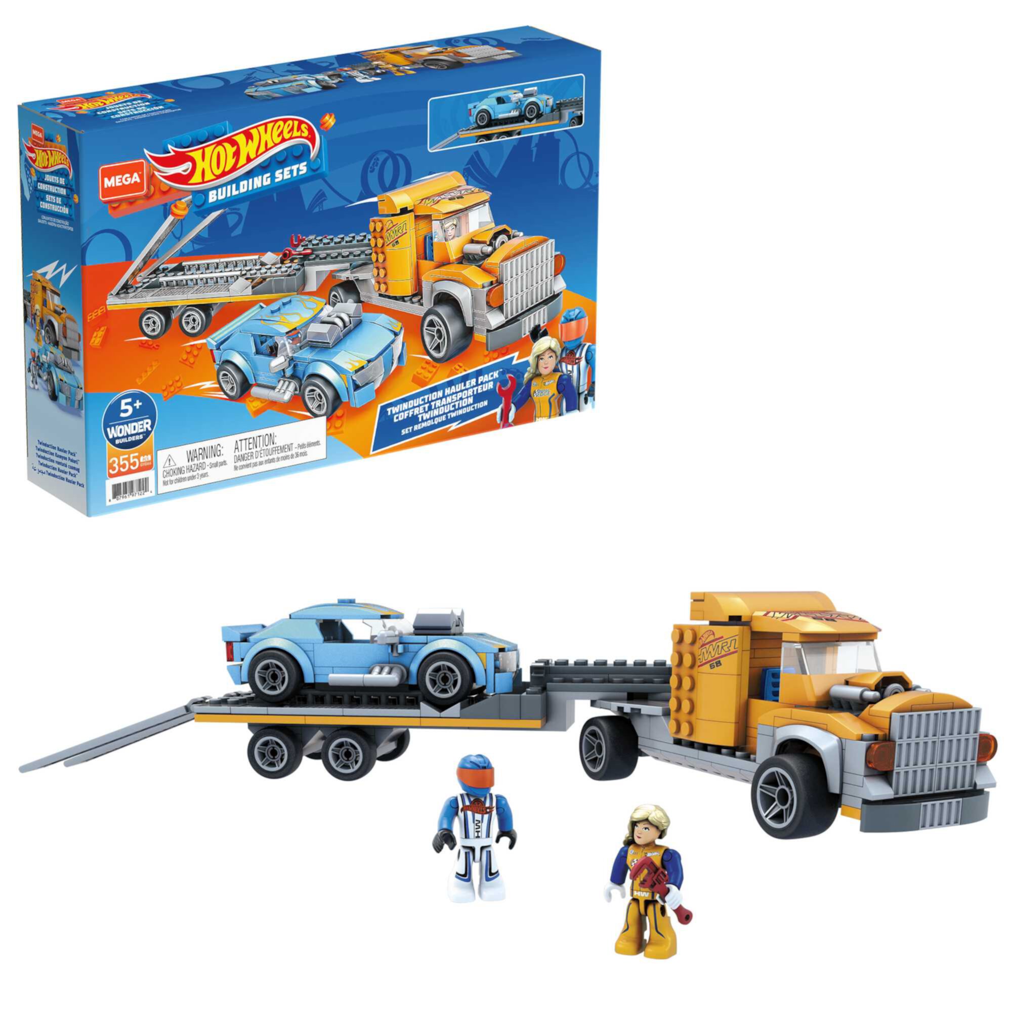 Набор для строительства Hot Wheels Twinduction Hauler Pack, 355 деталей, для детей от 5 лет Mega