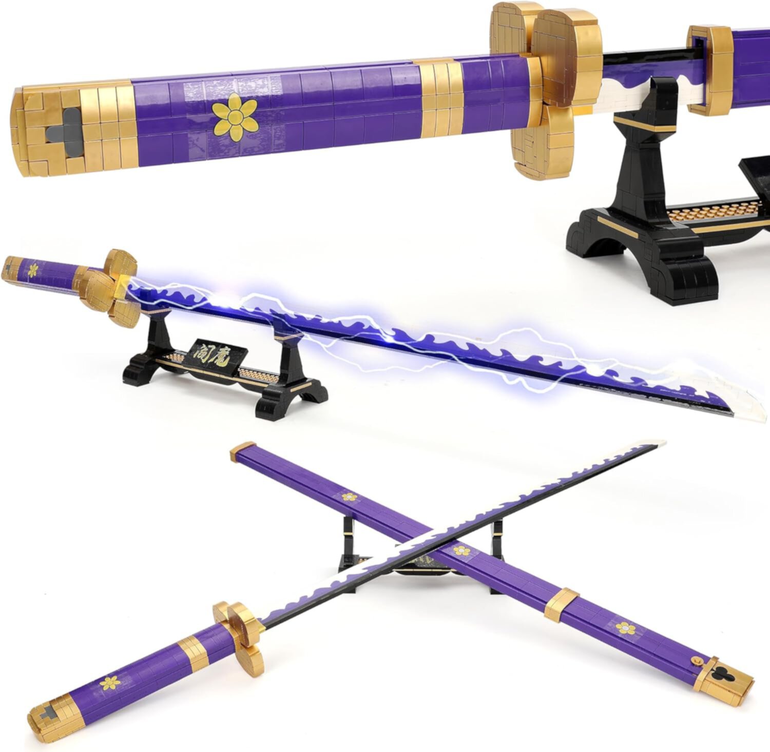 Syrinx Anime Cosplay Sword Building Blocks - Compatible with Lego, Purple Enma Zoro Katana Sword Set SYRINX