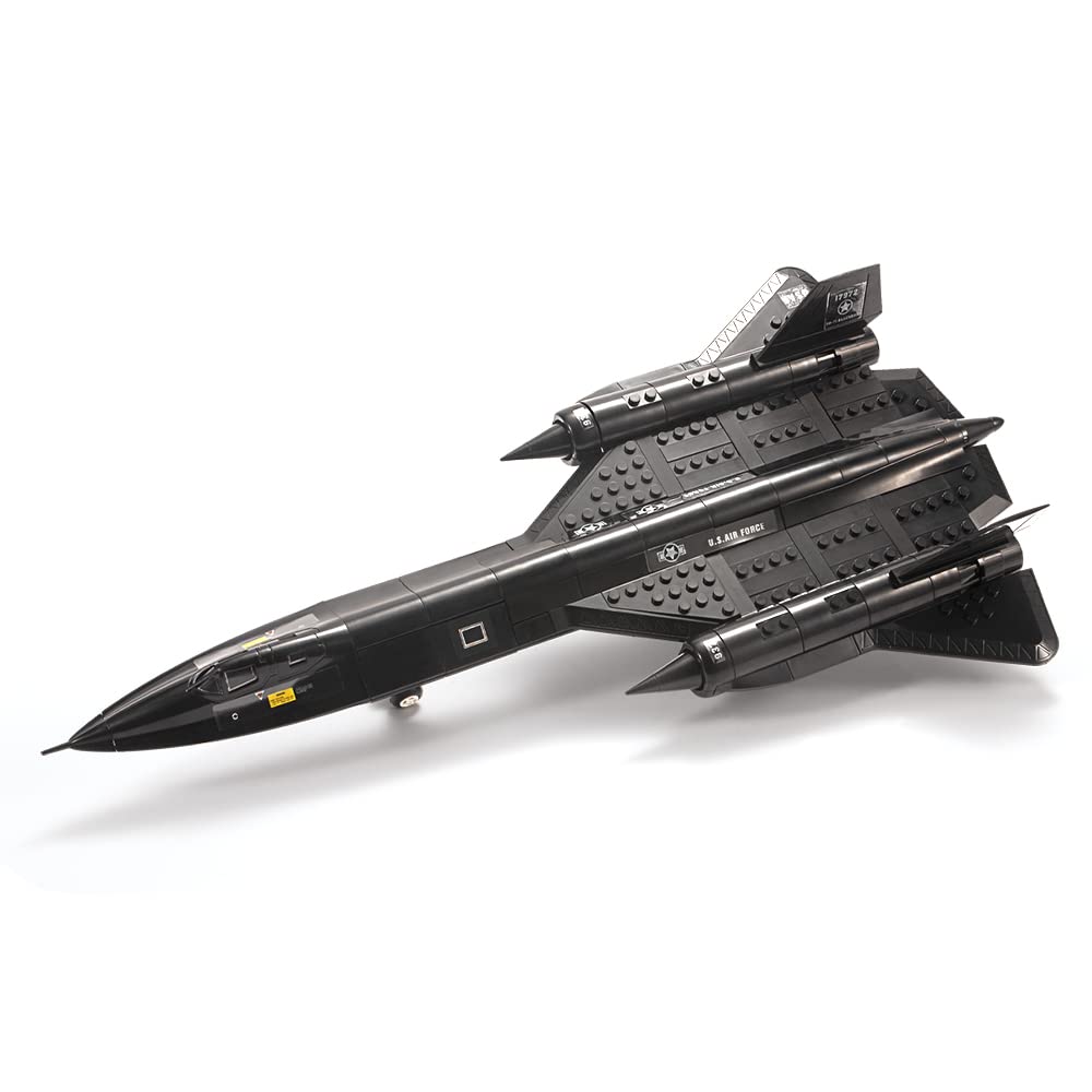 HI-Reeke Military Fighter Kit Building Block Set SR71 Blackbird Jet Army Airplane Building Kit Black HI-REEKE