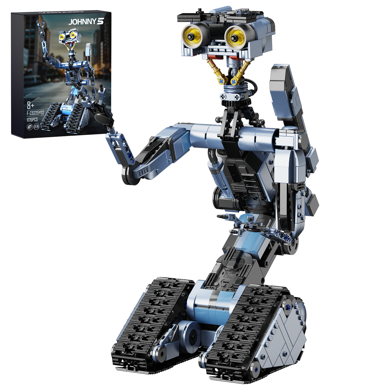 New with Motor Large Version Johnny 5 Robot Building Block Set 1176 PCS Bricks Short Open Circuit Johnny Five Robot Model Toys Children Adults Gifts AnLinMOC