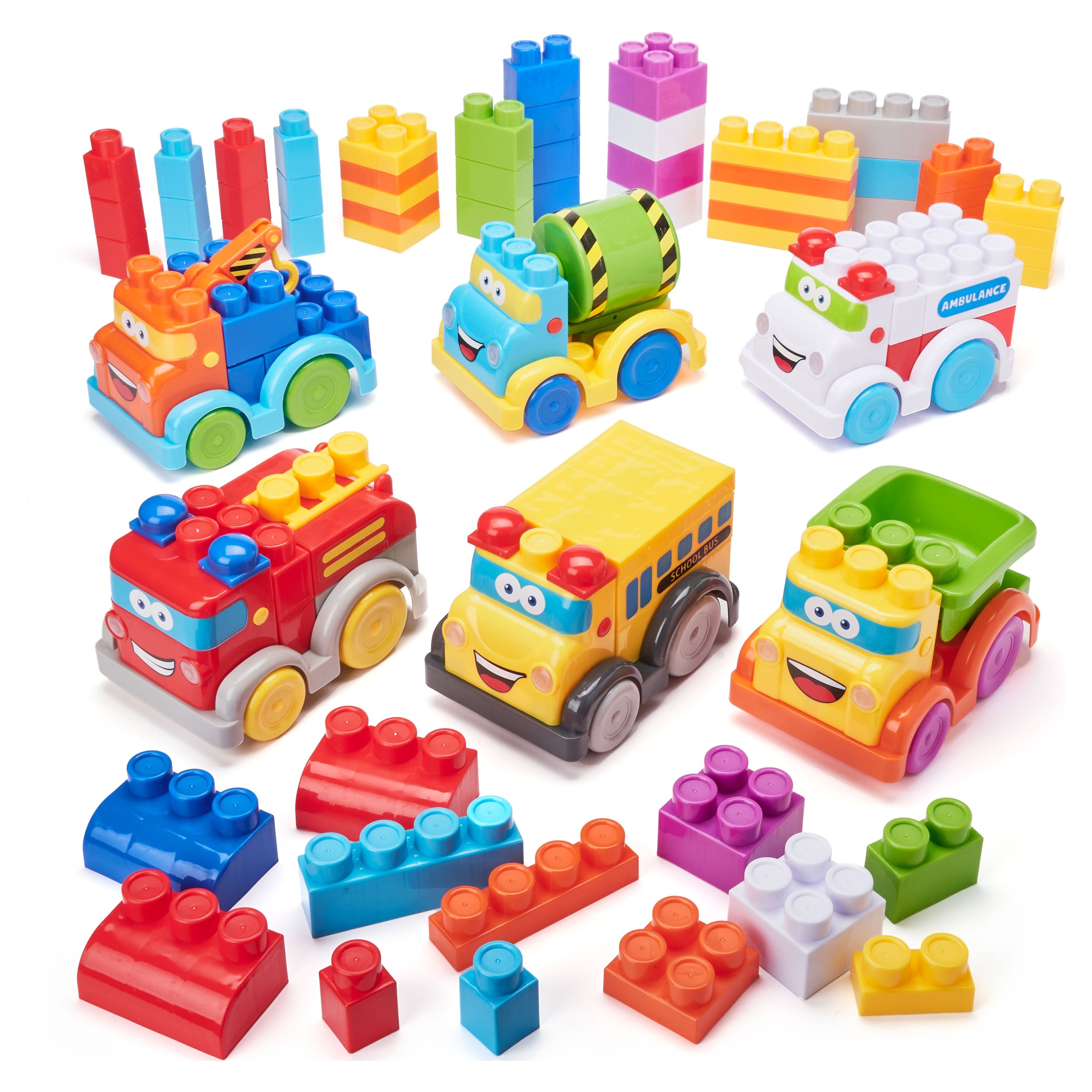 Kid Connection Deluxe Vehicles Play Set Plastic Blocks (98 Pieces) Kid Connection