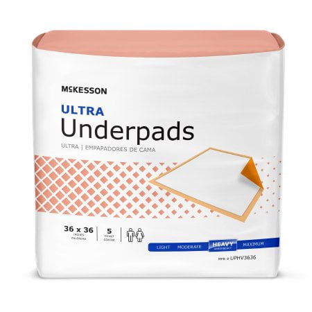 Underpad McKesson Ultra 36 X 36 Inch Disposable Fluff / Polymer Heavy Absorbency ''50 Count'' 2 Pack Mckesson