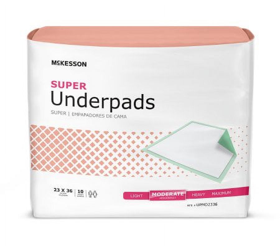 Underpad 23 X 36 Inch, Moderate Absorbency, Disposable, McKesson Super, UPMD2336 - Case of 150 Mckesson