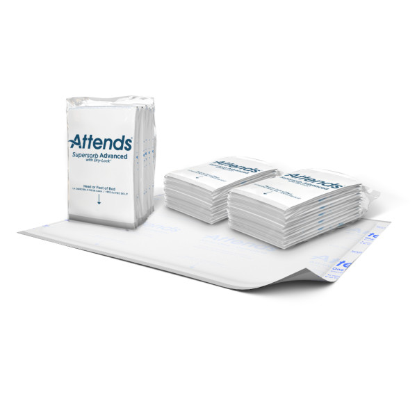 Attends All-in-One Premium Incontinence Pads, Ultra Absorbency, 30" x 36", 5 Count Attends