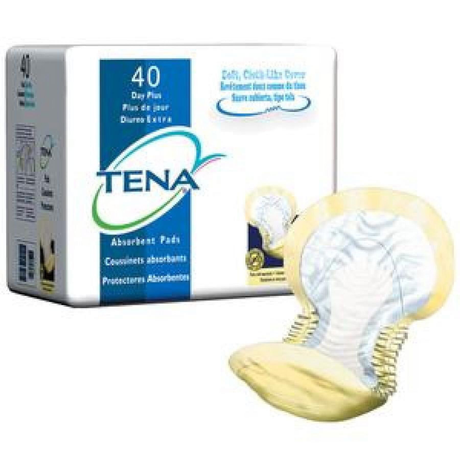 TENA Day Plus Incontinence Pad, Unisex, 24 Inch Length, Heavy Absorbency, 40 Count Tena