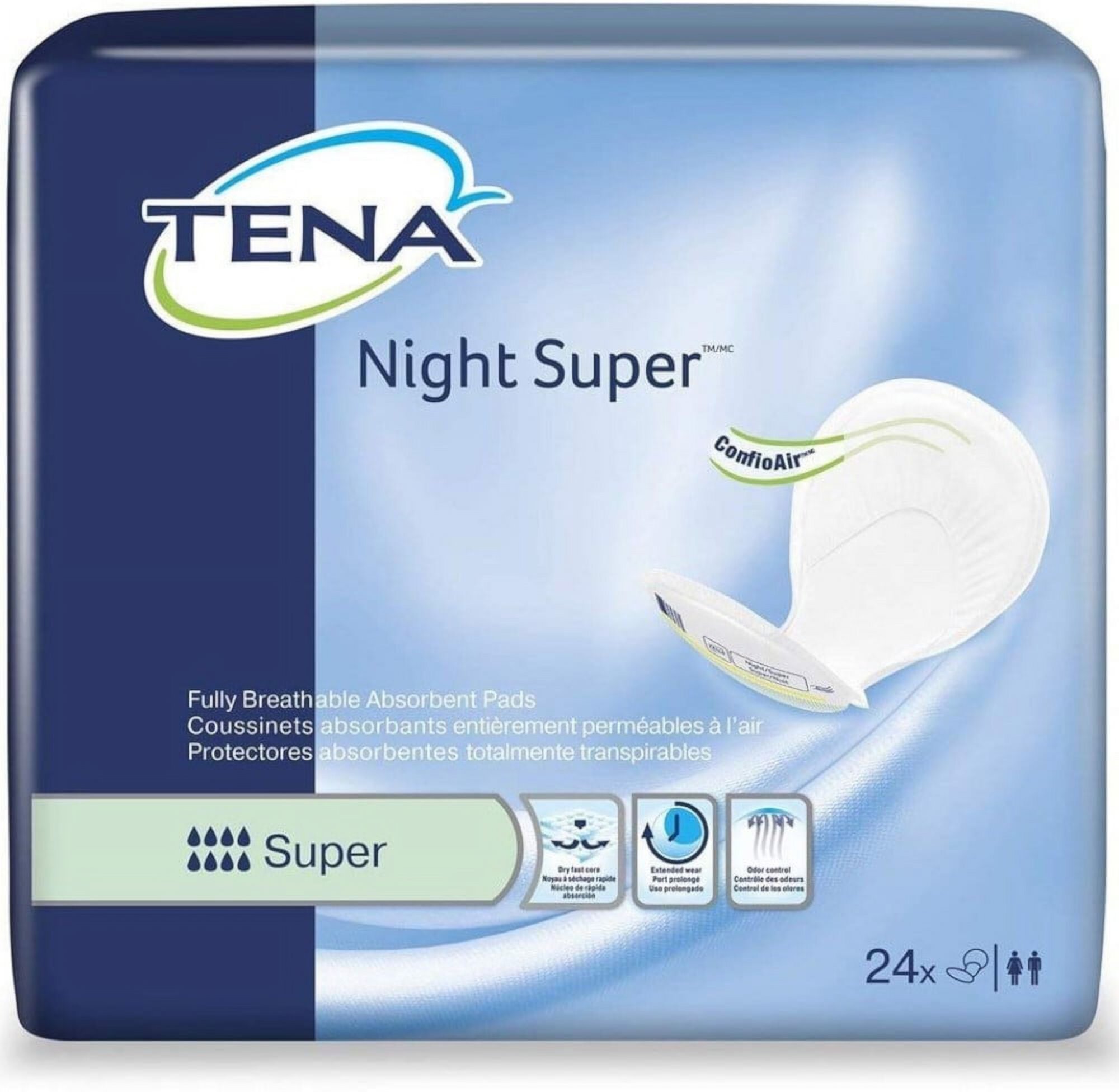 TENA Absorbent Pads Night/Super 24 Each (Pack of 3) Tena