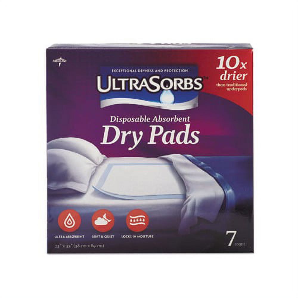 Ultrasorbs Disposable Dry Pads 23&quot; x 35&quot;, Blue, 7/Box Medline