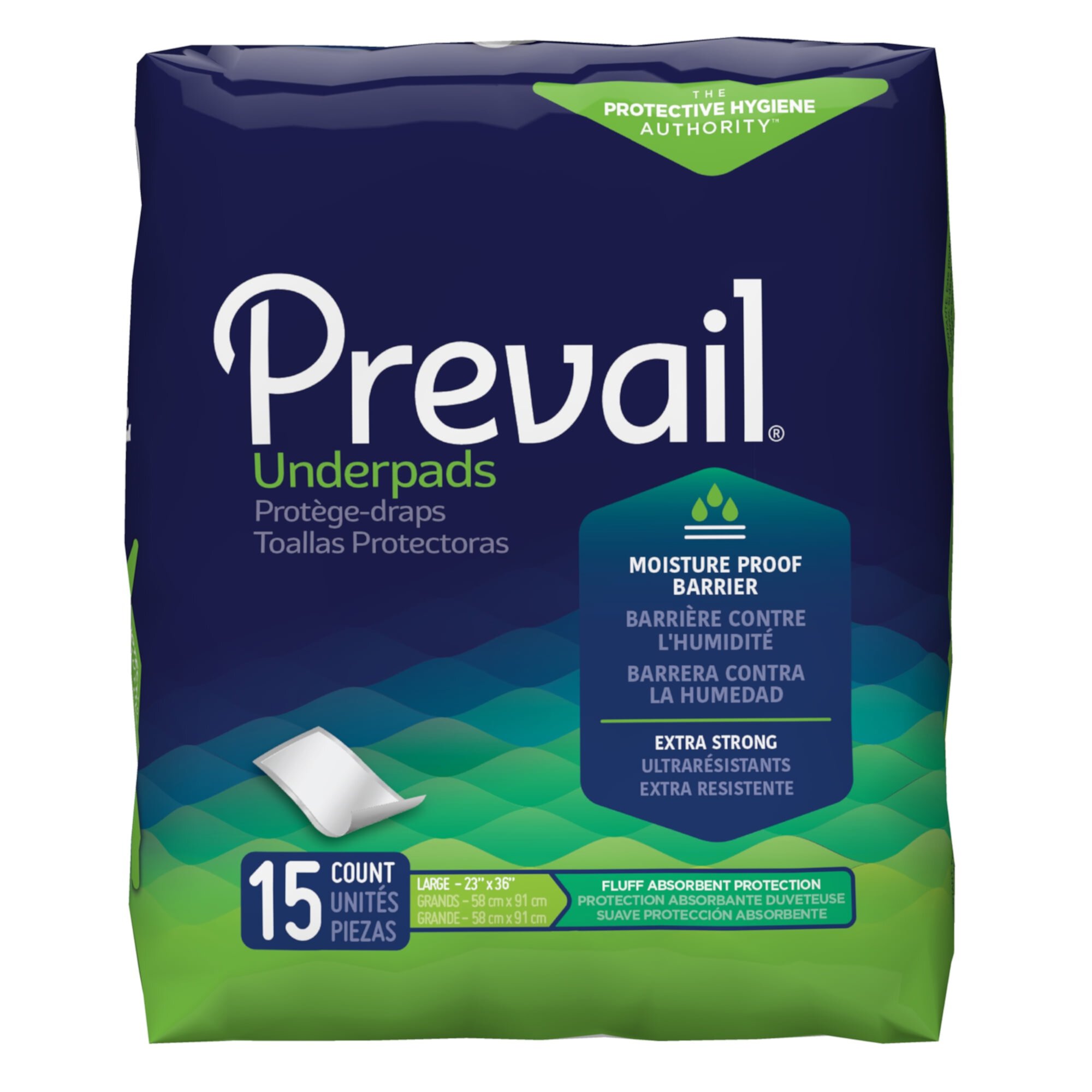 Underpad Prevail® 23 X 36 Inch Disposable Fluff Light Absorbency Prevail