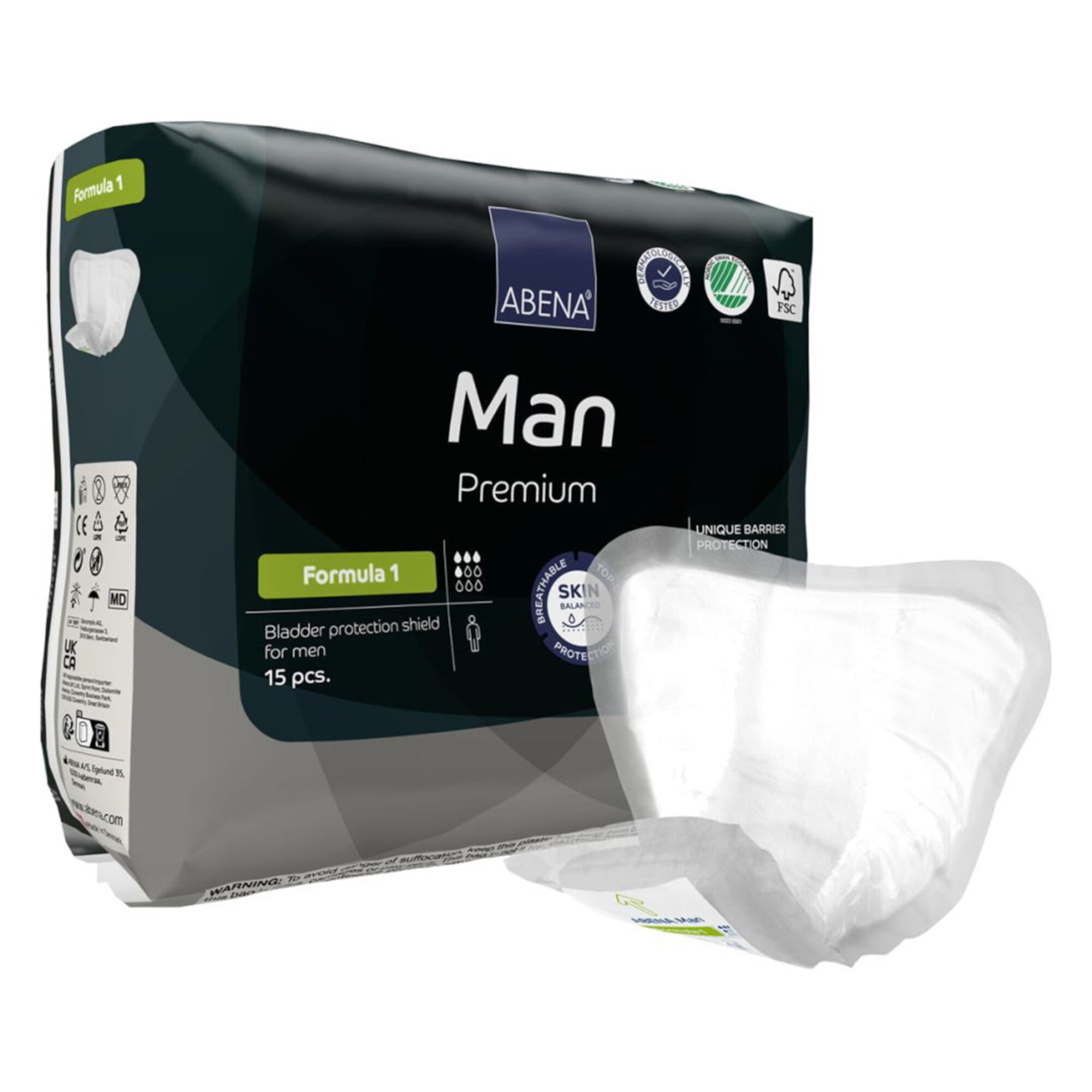 Abena Premium Man Male Incontinent Pad 9 X 11.4 Inch 1000021335, 15 Ct Abena