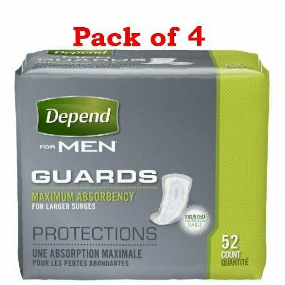 Depend For Men Incontinence Guards, Maximum Absorbency 52 ea (Pack of 4) Depend