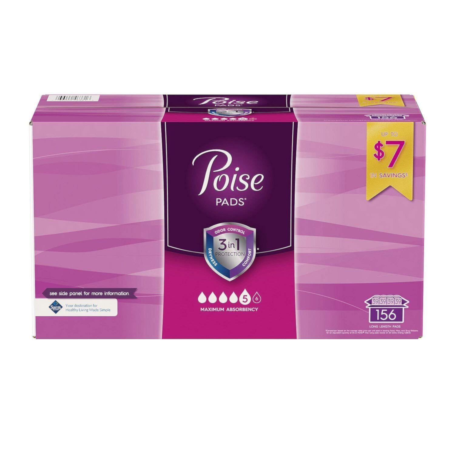 Poise Pads, Maximum Absorbency, Long - Pack of 39 Poise