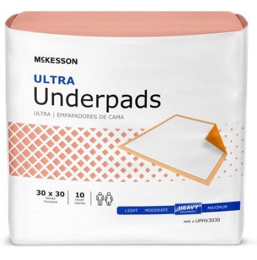 McKesson Brand Underpad McKesson Ultra 30 X 30 Inch Disposable Fluff / Polymer Heavy Absorbency Case of 100 Mckesson