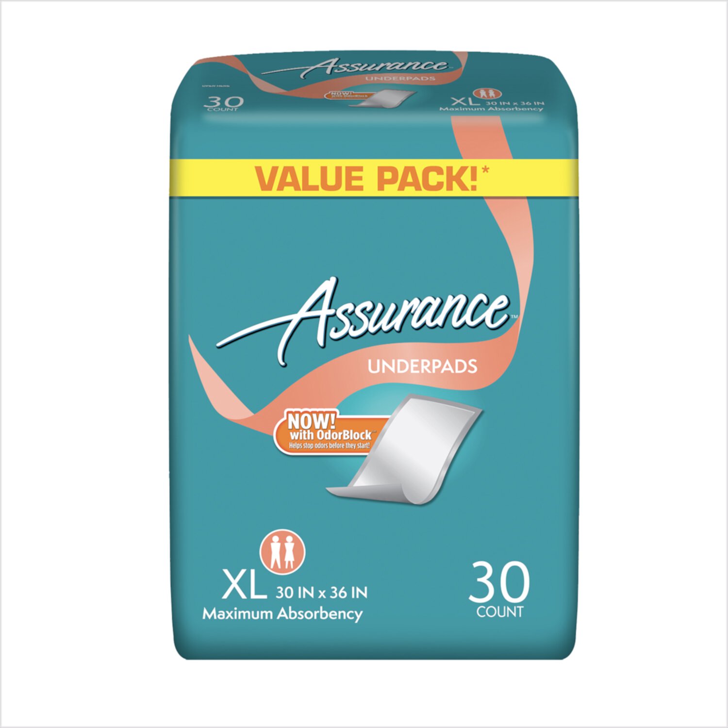 Assurance Incontinence Pads Unisex, Maximum, XL, 30 Ct Assurance