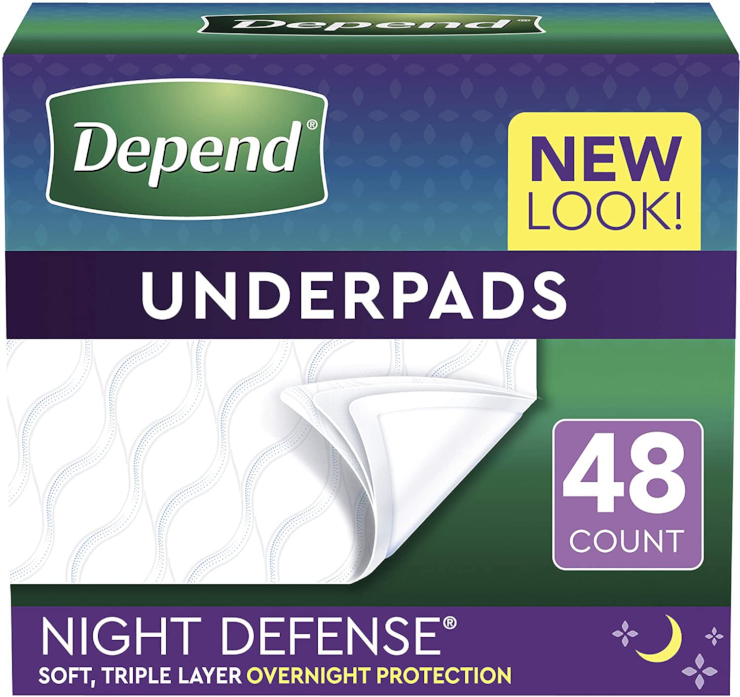 Depend Underpads (Formerly Bed Protectors) for Incontinence, Disposable, "x ", Slip Resistant, Overnight Absorbency, Count ( Packs of ) (Packaging May Vary) Depend