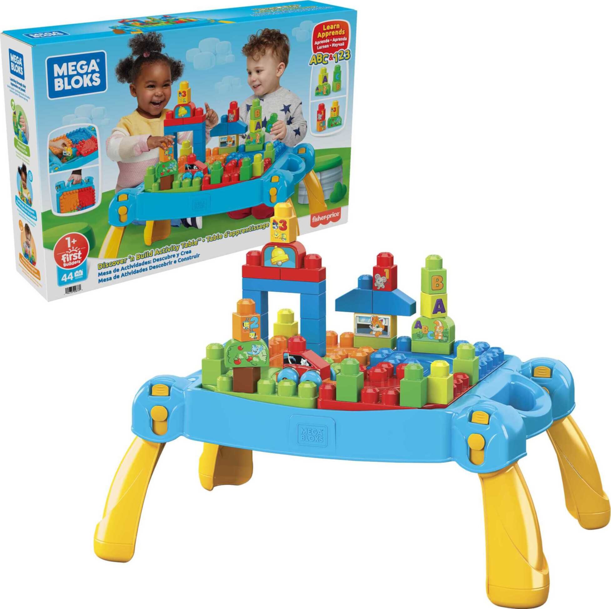 MEGA BLOKS Building Toy Blocks Discover n Build Activity Table (44 Pieces) for Toddler Mega Bloks