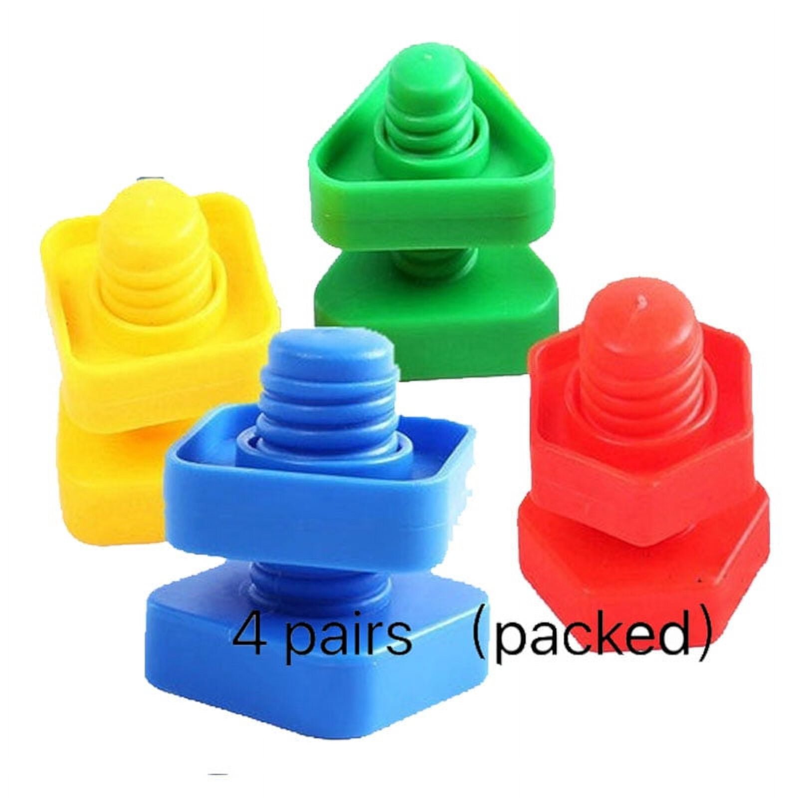 4 PCS Shape Matching Blocks, Screws Toys Plastic Screws Matching Children's Educational Toys Desktop Building Blocks Toys Nut Shape Cognitive Toys,Random Colour Autrucker