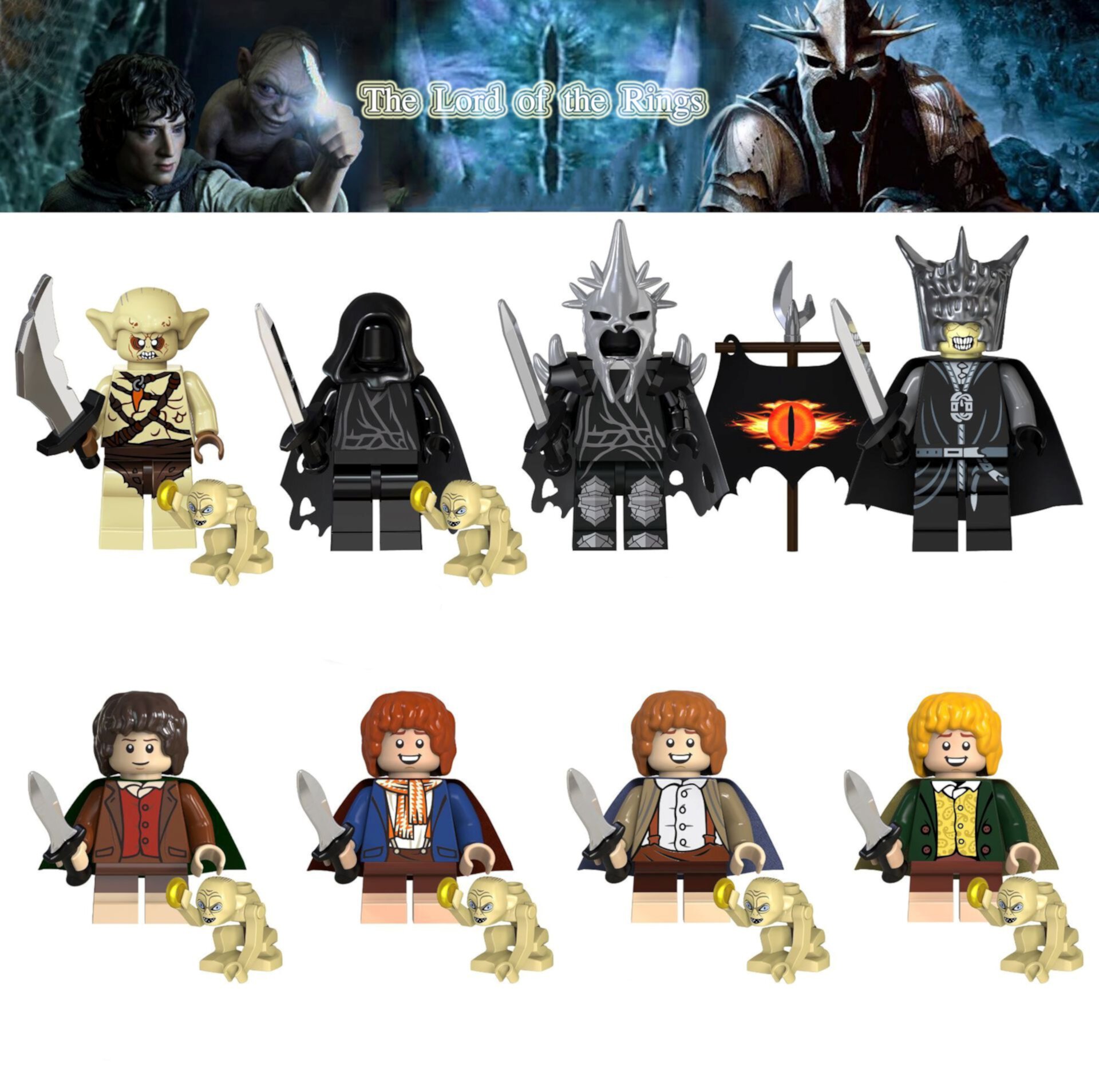 8 Pcs The Lord of the Rings Medieval Minifigures Toy Sets, 1.77 inch Ringwraith Witch-king Building Blocks Action Figures with Weapons, Wedding Party Cake Decoration Birthday Gift for Boys and Girls Ganavi