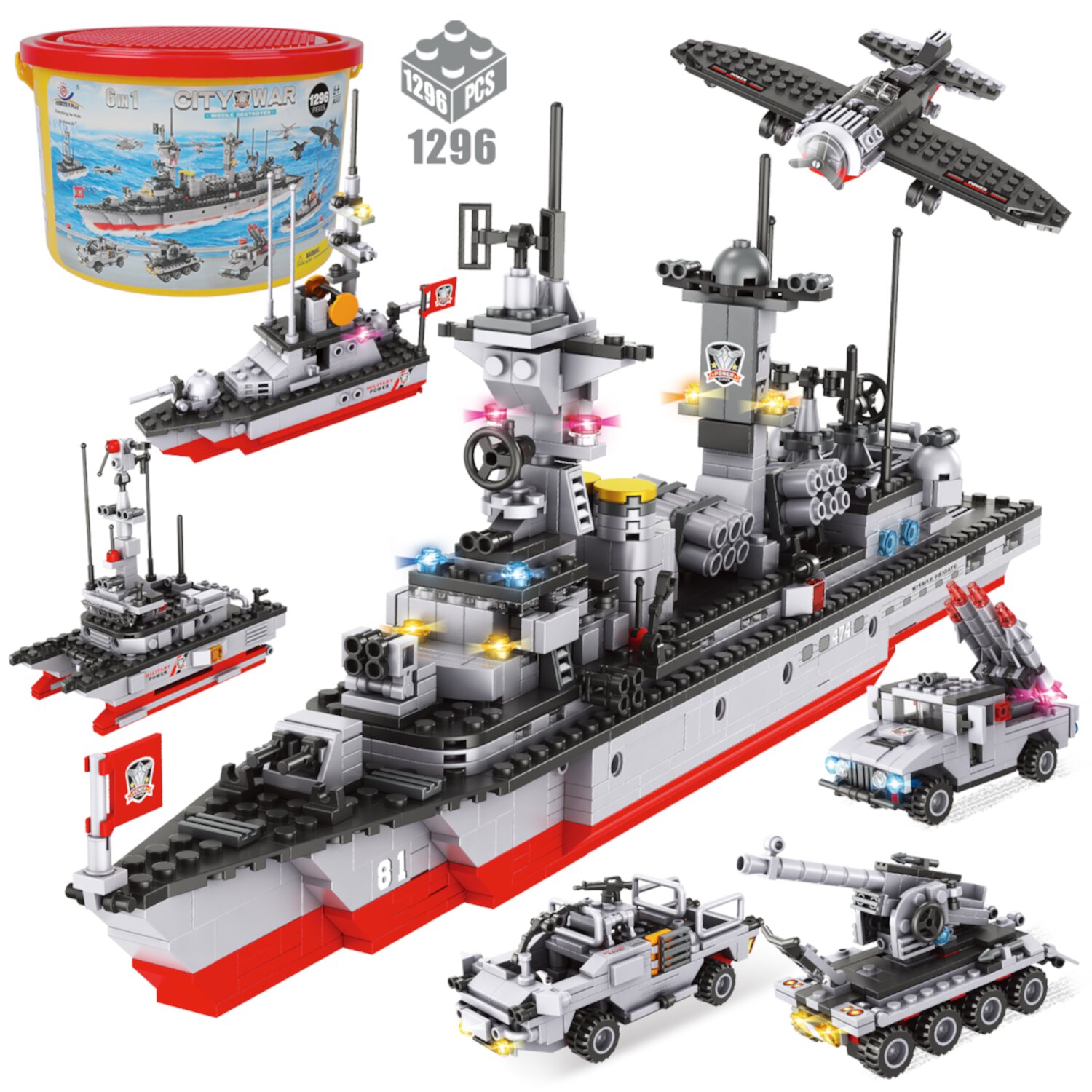 1296 Pieces Aircraft Carrier Building Toys Set, Military Building Block Set, STEM Toy Christmas Gift for Kid Boy Ages 6+ EXERCISE N PLAY