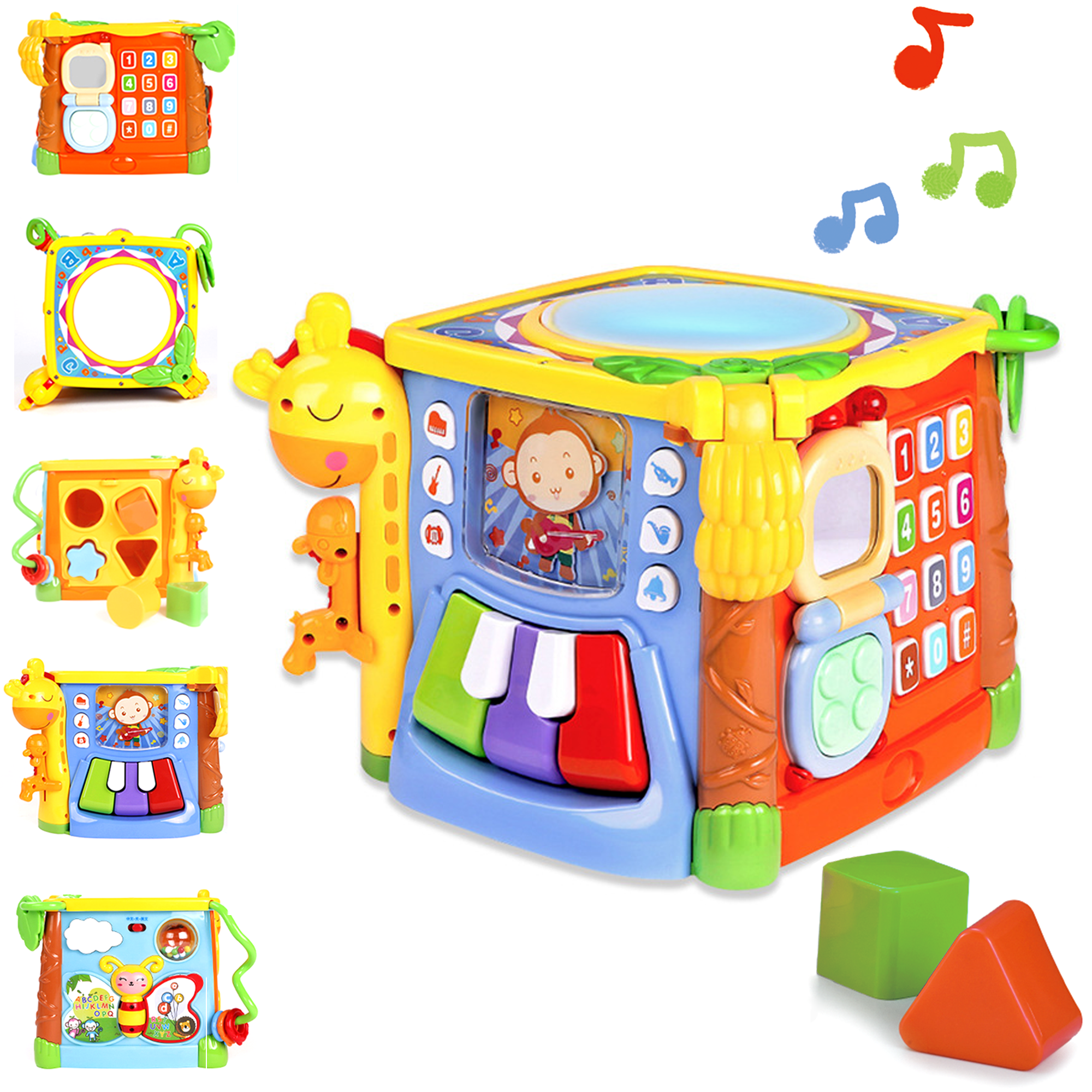 Richgv Activity Cube Montessori Toys for 1 Year Boys Girls, Preschool Learning Toys Baby Educational Toy with Music Light Richgv