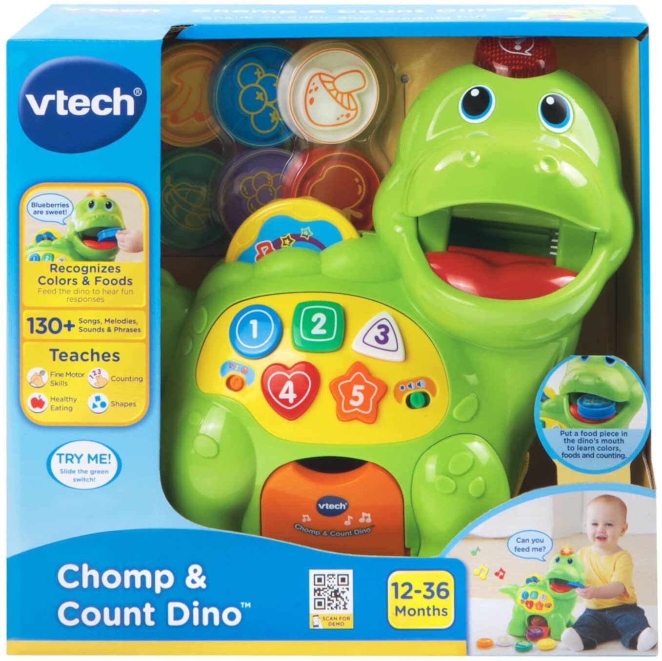 VTech Count and Chomp Dino Electronic Pets with Accessories Included, Baby and Toddler Toys VTech