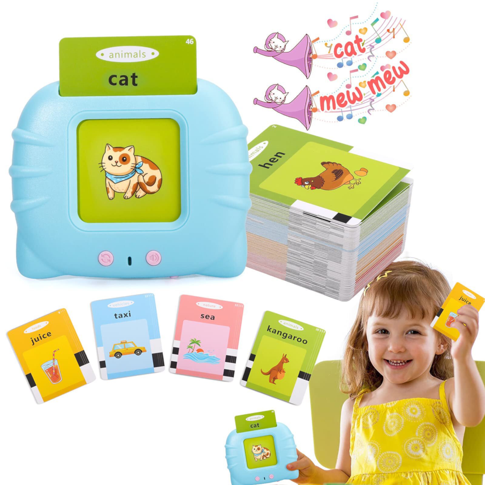 CEDQ Educational Toys for 2 3 4 Years Old 112 Talking Baby Flash Cards, Learning Resource Electronic Interactive Toys for 2-4 Year Old Boys Girls Toddlers Kids Birthday Gifts Ages 2 3 4 5 CEDQ