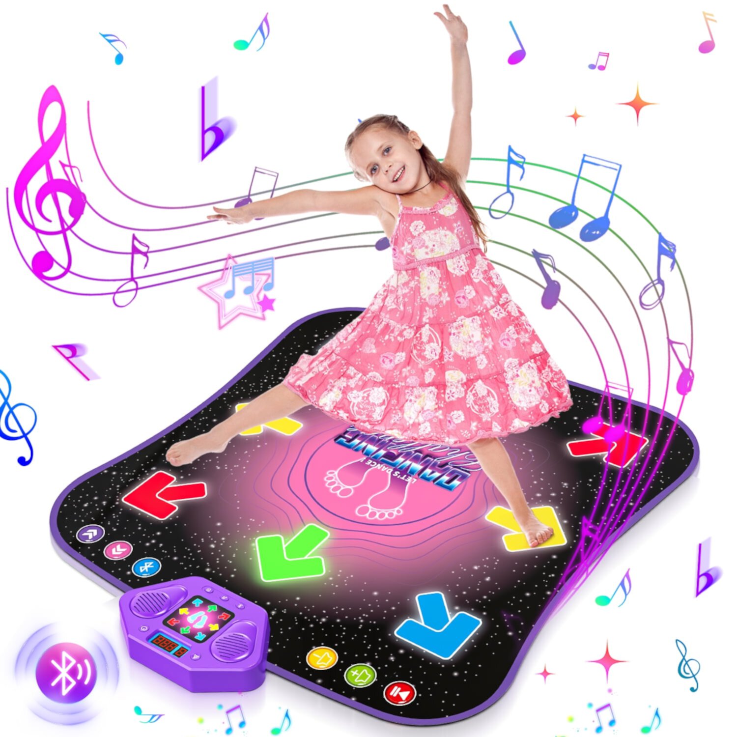 Beefunni Dance Mat Toys for 3-12 Years Old Kids Toddler, Light Up Music Dance Game Toys for Girls Boys, Dancing Mat Musical Mat with Bluetooth, Kids Christmas Birthday Gifts Beefunni