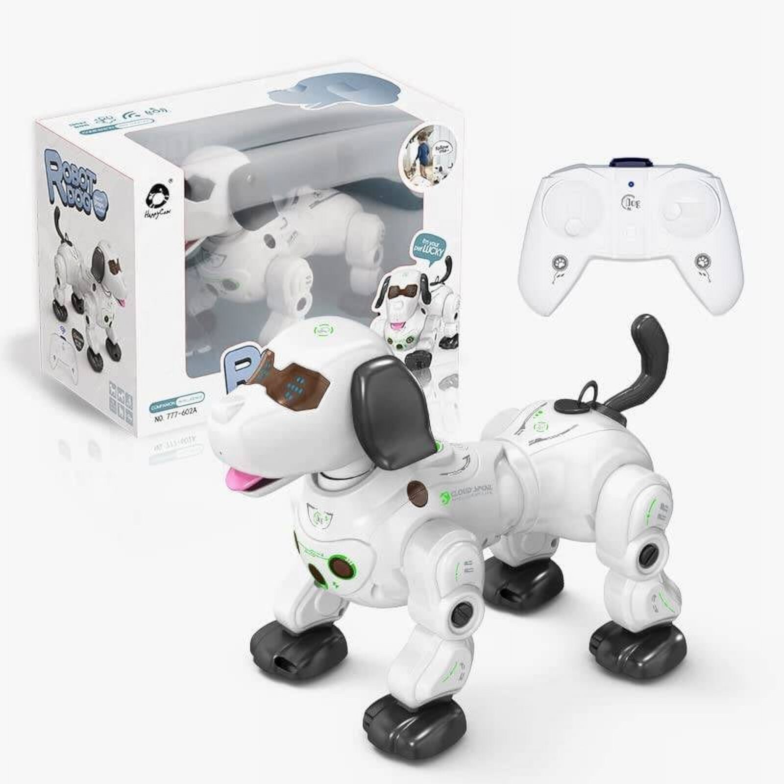 Remote Control Robot Dog Toy, RC Interactive Smart Robotic Puppy Walking, Following,Electronic Pets Toys with Light and Sound for Kids LOPOM