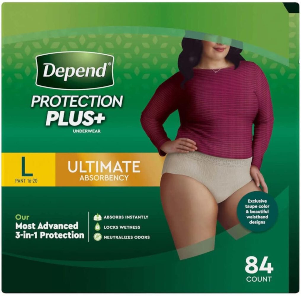 Depend Protection Plus Ultimate Underwear for Women Large 84ct Depend