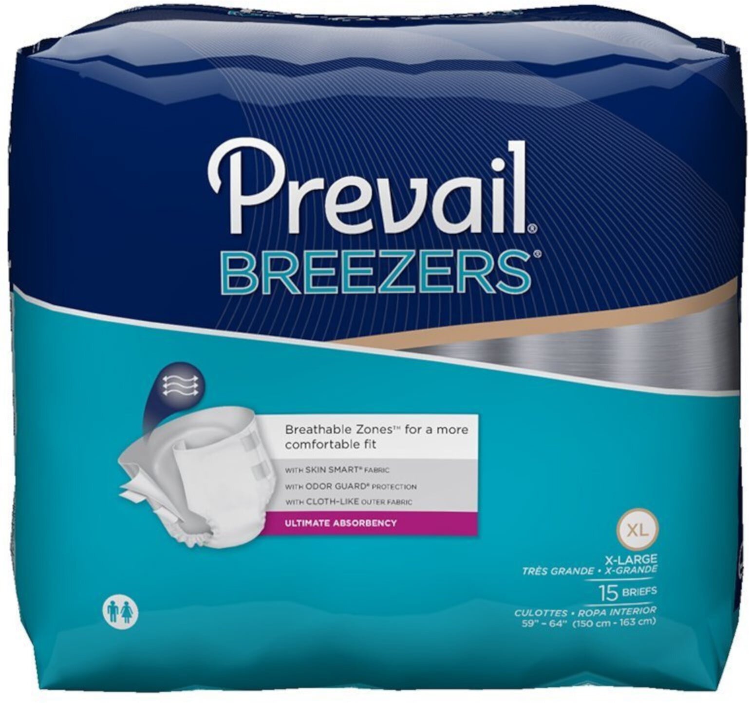 Prevail Breezers Adult Briefs X-Large 15 ea Prevail