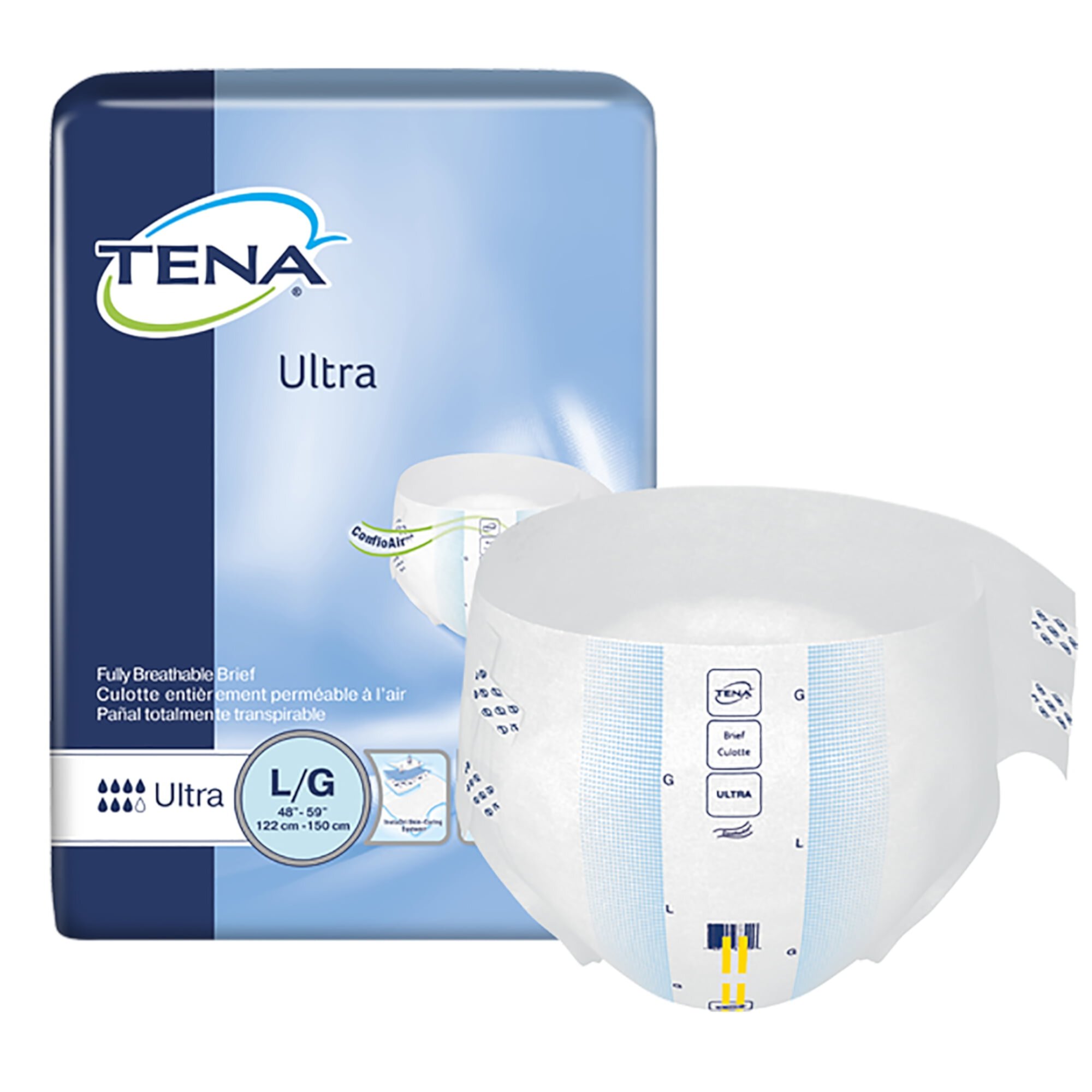 TENA Ultra Unisex Adult Incontinence Brief, Large, Disposable, Absorbent, 12 Count, 6 Packs, 72 Total Tena