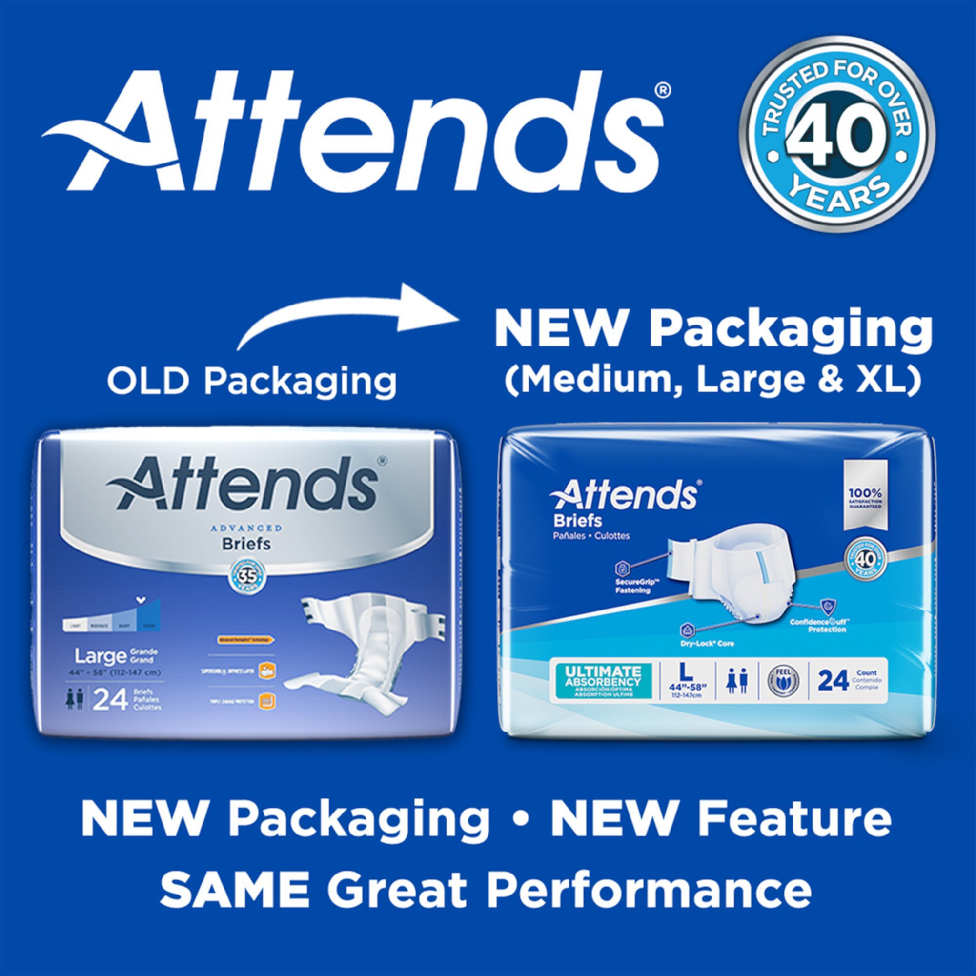 Attends Advanced Adult Incontinence Brief Regular Heavy Absorbency Contoured, DDC25, Severe, 20 Ct Attends