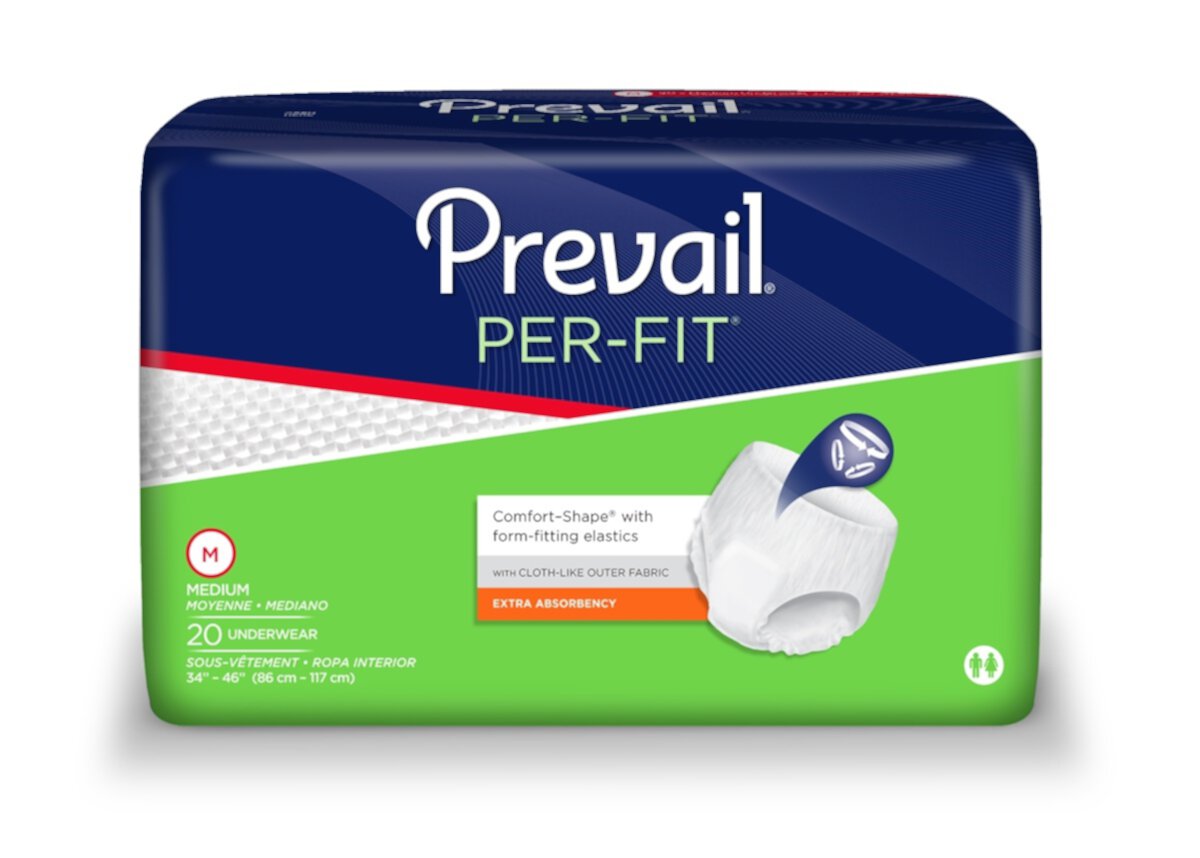 Prevail Per-Fit Absorbent Underwear White, Medium, 80 Ct Prevail