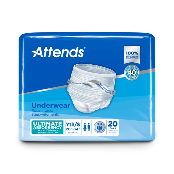 Attends Super Plus Absorbency Protective Underwear Small 22'' - 34'' -Bag of 20 - 4 Pack Attends