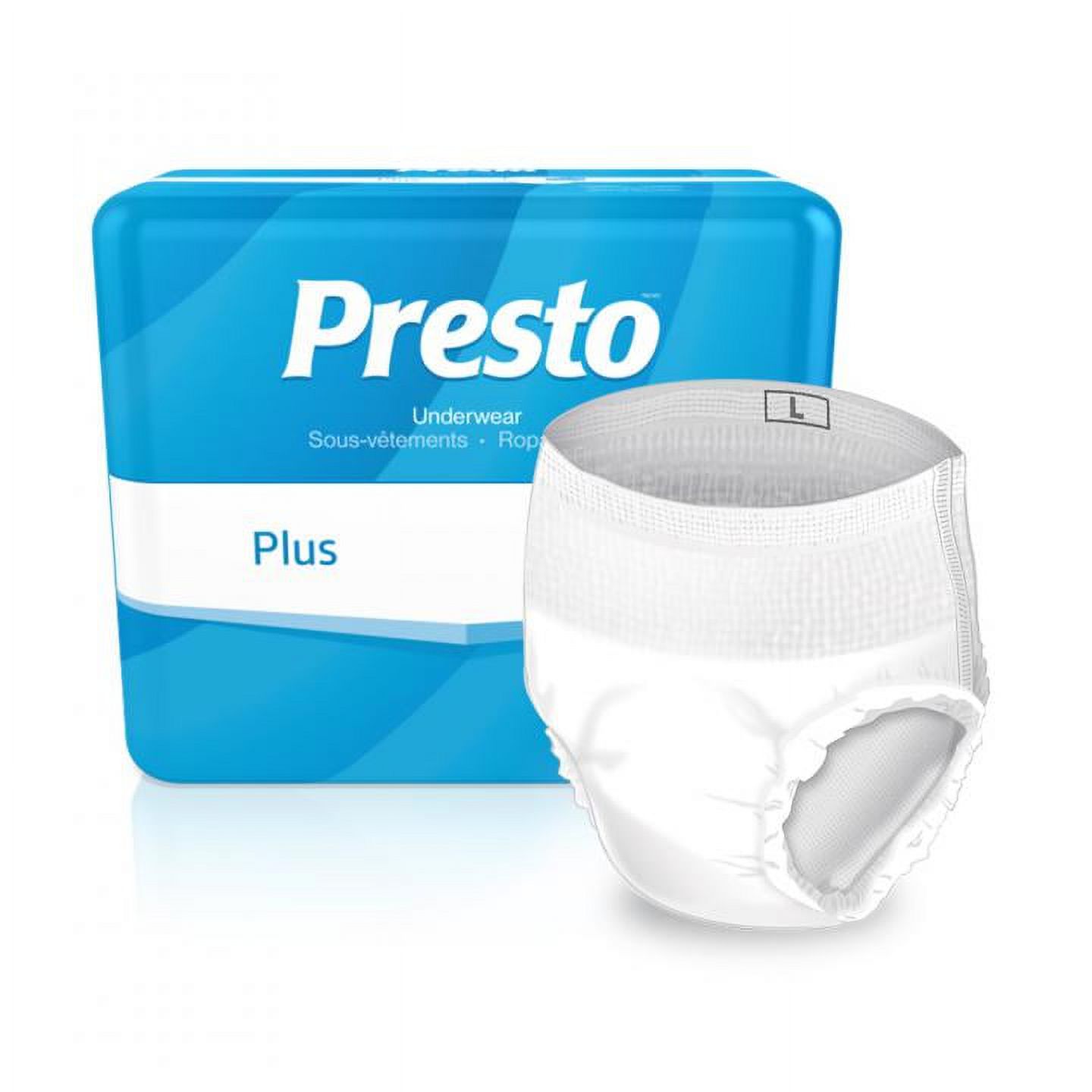 Presto Maximum Absorbency Underwear, XL (58'' to 68'' Waist) White Bag of 14 Presto